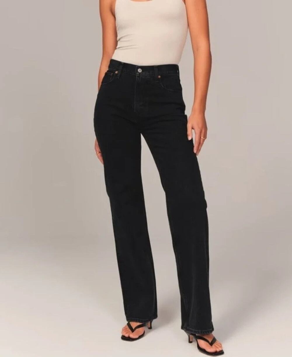 NWT ABERCROMBIE & FITCH Curve Love 90's Relaxed High Rise Jean Size 25 LONG